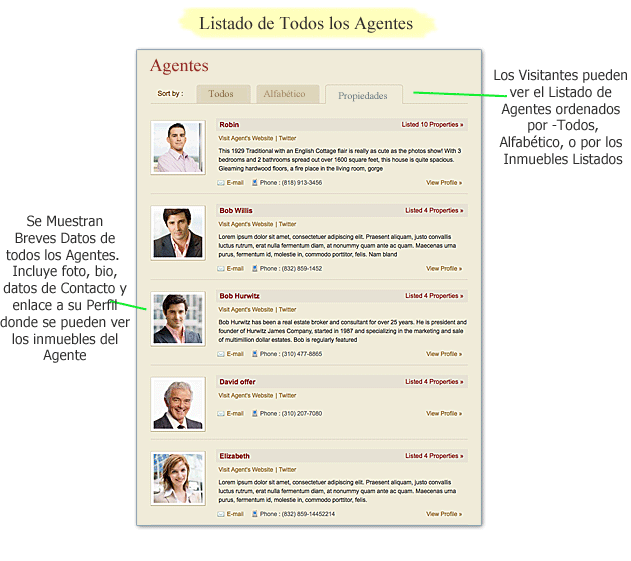 Página de Agentes